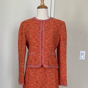 ST JOHN Couture Pink and Orange Tweed Jacket